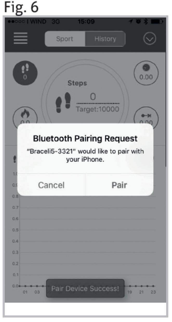 ios: Dialoogiaknad [Correct Device Pairing] ja [Bluetooth Pairing Request] ilmuvad ekraanile. Valige "Pair" ja viige sidumisprotseduur lõpule.