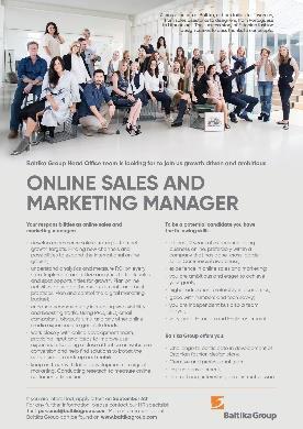 Näited uuendatud töökuulutustest (Online Sales and Marketing Manager, klienditeenindaja spetsialist, õmblusliini tööjuht). 2018.