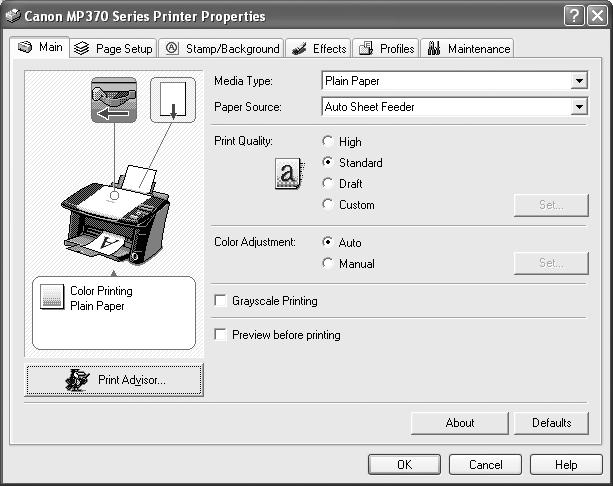 Prindimäärangute muutmine Print Advisor'i abil Järgi neid juhiseid: 1 Ava rakendustarkvaraga soovitud dokument ja vali printimiskäsklus.