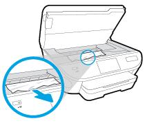 b. Määrake printeri sisemusse kinni jäänud paberi asukoht, võtke paberist mõlema käega kinni ja tõmmake enda poole. ETTEVAATUST.