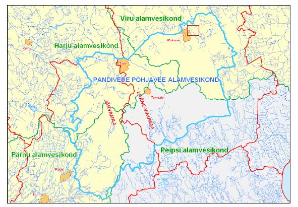 Kaart 4 Pandivere põhjavee alamvesikond (AS Maves, 2003) Kavandatava projekti elluviimise käigus võetakse kasutusele kõik vajalikud meetmed negatiivse keskkonnamõju leevendamiseks Pandivere põhjavee