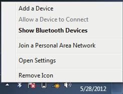2. Paremklõpsake ikooni Bluetooth Windows