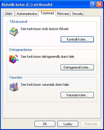 Ülesanne - süsteemiülem Avada Windows kettadefragmentor.