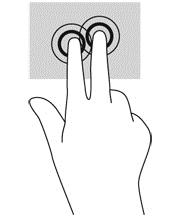 Kahe sõrmega klõpsamine Kahe sõrmega klõpsamine võimaldab ekraanil kuvatud objekti menüüs valikuid teha. MÄRKUS. Kahe sõrmega klõpsamine on sama mis hiire paremklõpsu kasutamine.