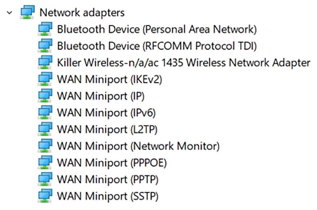 Inteli Wi-Fi ja Bluetoothi draiver Kontrollige seadmehalduris, kas võrgukaardi draiver on installitud. Installige draiverite värskendused aadressilt www.dell.com/support. Tabel 32.