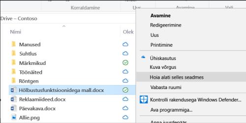 Nõudmisel failid Nõudmisel failid aitavad teil OneDrive'i kaudu kõigile oma SharePointi failidele juurde pääseda, ilma et peaksite kõik failid alla laadima ja kasutama oma arvuti salvestusruumi.