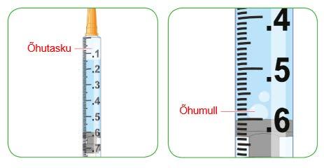 6) Süstevee väljatõmbamisel viaalist või ampullist peate kontrollima oma 1 ml süstalt õhutaskute või -mullide suhtes.
