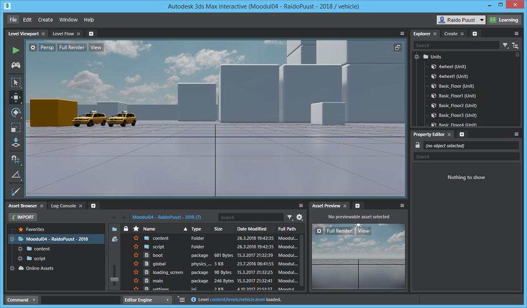 Mõne hetke pärast kuvatakse näidisstseen, mida asud täiendama Autodesk 3ds Max stseeniga.