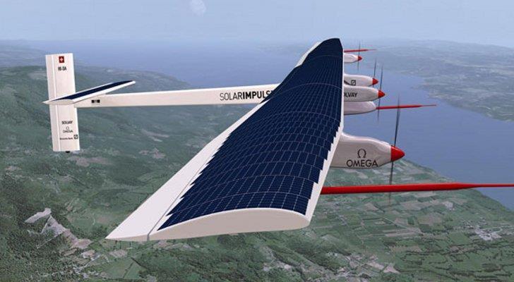 päikeseenergial töötav lennuk. Lennukil on rohkem kui 17 tuhat päikesepaneele.
