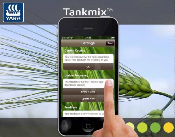 TankmixIT nutitelefoni äpp. YaraVita toodete segamine pritseprogrammis erinevate toodetega (toote- ja toimeainepõhised).
