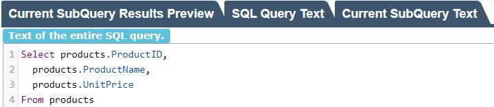 Näide: Kasutaja koostab SQL lauseid graafilist liidest kasutades.
