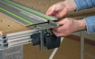 Plunge cut saws, routers or jigsaws can be guided straight and exactly on the sliding surfaces of the guide rail for