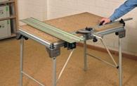 It is pushed into the table profile and secured there with the clamping lever.