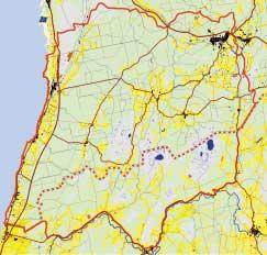 Joonis 4. Projektiala on tähistatud punase joonega. Punane punktiirjoon tähistab Eesti ja Läti Vabariigi piiri. Nimetust Liivimaa ei kohta ühelgi tänapäeva kaardil.