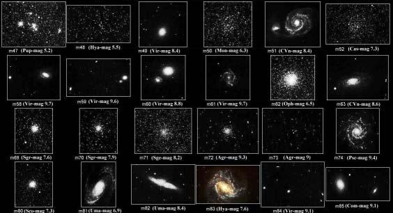4. Galaktikad: test valikvastustega Pildil on komplekt objekte Charles Messier udukogude kataloogist.
