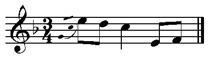 Näide 9. Kaunistusnoodid Kotkase Labajalas. Lm 1B mängib B 1 lauses kahetaktilised fraasid crescendos nii, et fraasi teise takti akordid on rõhulised.