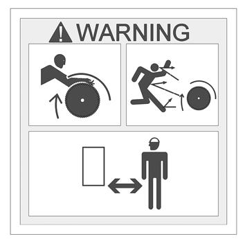 Muljumisvigastuste oht, hoiduge lendavate esemete eest - olge kätega ettevaatlik ja ärge minge masinale liiga lähedale (hoiatussilt 1530055) Hoiduge seadmest selle kasutamise ajal eemale ja hoiduge