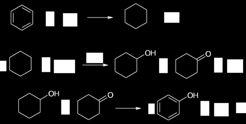4. Tsükloheksaani oksüdeerimine (130-160 C, 3-4 MPa, katalüsaator - koobaltsoolad), tsükloheksaani meetod, saagis 95%: [9] Fenool on üks tähtsamaid keemiatööstuse tooraineid.