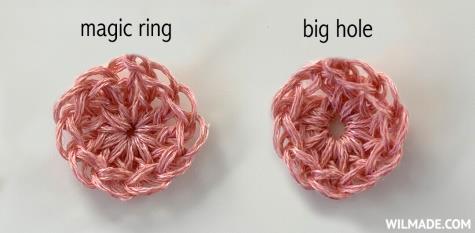 https://wilmade.com/crochet-magic-ring/ (3) See kokkutõmmatav ring on väga kohmakas. (P. Pattak 13.10.20) Siin Mari-Liis Lille amikuurumi raamatus [Lille, M. (?) Imeline nukumaailm.