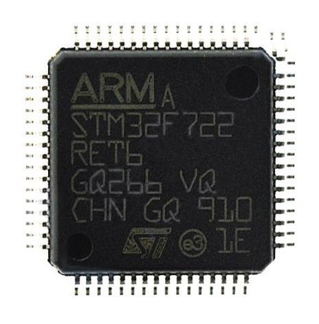 Joonis 3 STM32F722 mikrokontroller [13] Tabel 3 esitab protsessorite kiirused, sisendite ja väljundite hulga ja mälumahu. Siinkohal tuleb täpsustada, et mälumaht on püsivara salvestamiseks.