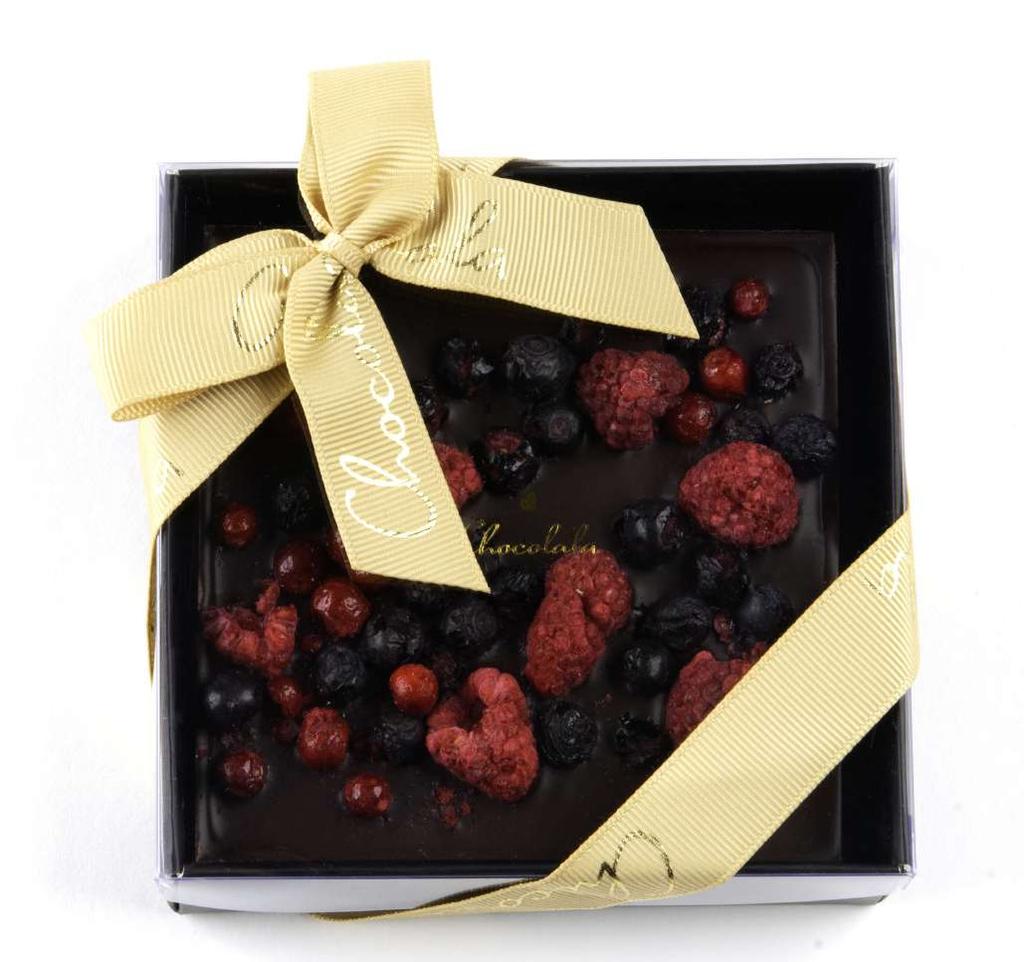 37 40. Dark chocolate tablet with berries.