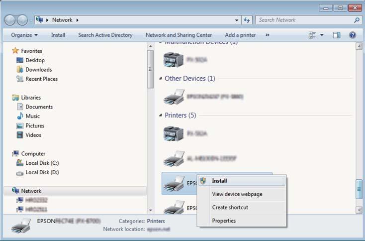 Skannimine 3. Valige WSD-sse. 4. Valige arvuti. 5. Vajutage nuppu x. WSD-pordi seadistamine Selles jaotises on selgitatud, kuidas seadistada WSD-porti opsüsteemis Windows 7/Windows Vista.