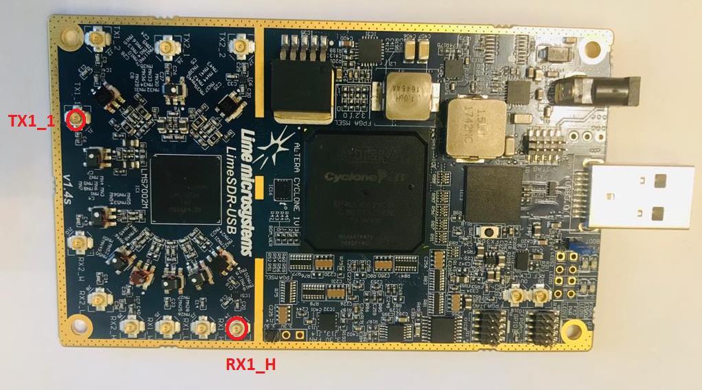 Table 5.2. Lime SDR-USB RF Ports [31] S.No Label Description 1. RX1_H Channel 1 RX: frequencies above 1.5 GHz 2. RX2_H Channel 2 RX: frequencies above 1.5 GHz 3.
