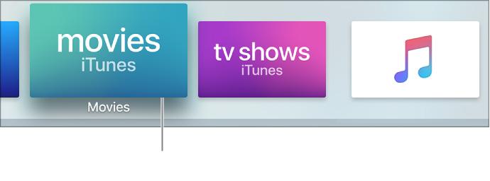 Navigeerimine Apple TV-s. Libista puutetundlikul pinnal paremale, vasakule, üles või alla. Äramärgitud rakendus on kujutatud veidi suuremana.