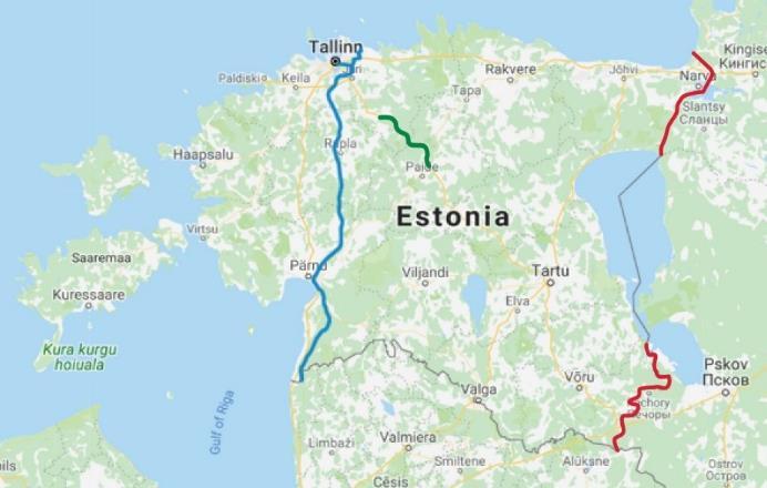 Pingutame energiatootmise kõrvalsaaduste senisest suurema kasutuse nimel 1) Rail Baltic, 2) Tallinn-Tartu mnt, 3) riigipiir Tuha ja