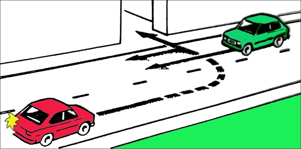 Punane auto peab teed andma 3) vasakule või tagasi pöörates vastutulevale liiklejale