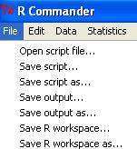 Samuti on juba olemasolev skript (näiteks) analüüside jätkamiseks avatav R Commander is.