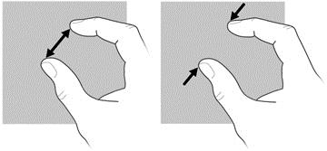 Kokkusurumine/suumimine Kokkusurumine võimaldab kujutist ja teksti suurendada või vähendada. Suurendamiseks asetage kaks sõrme ekraanile ja nihutage neid teineteisest eemale.