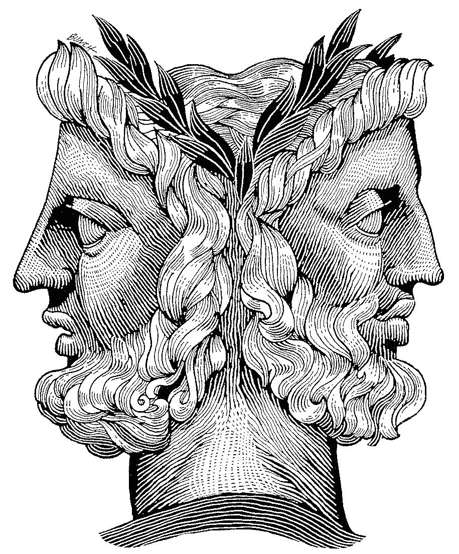 Janus oli väga vana itaalia jumal, ta oli väravate, uste, ja üldse sisse- ja väljapääsude jumalus, keda roomlased hiljem seostasid asjade/maailma algusega.