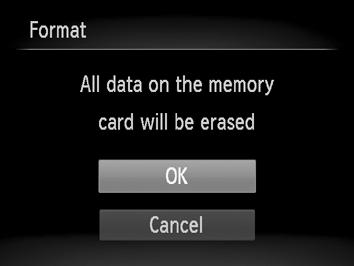 Atsiranda patvirtinimo ekranas. 16 l Spausdami op mygtukus pasirinkite [OK/ Gerai], tada paspauskite m mygtuką. Atminties kortelė sužymima.