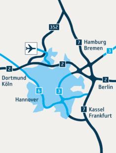 Hannover: optimaalne ligipääsetavus tänu tipptasemel transpordiinfrastruktuurile Autoga Keskne asukoht Saksamaa kiirteede