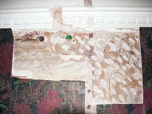 3 Viimistluskihtide sondaaž seinal ja karniisil. Tapeetide ja 19. sajandi krohvi all on säilinud 18.
