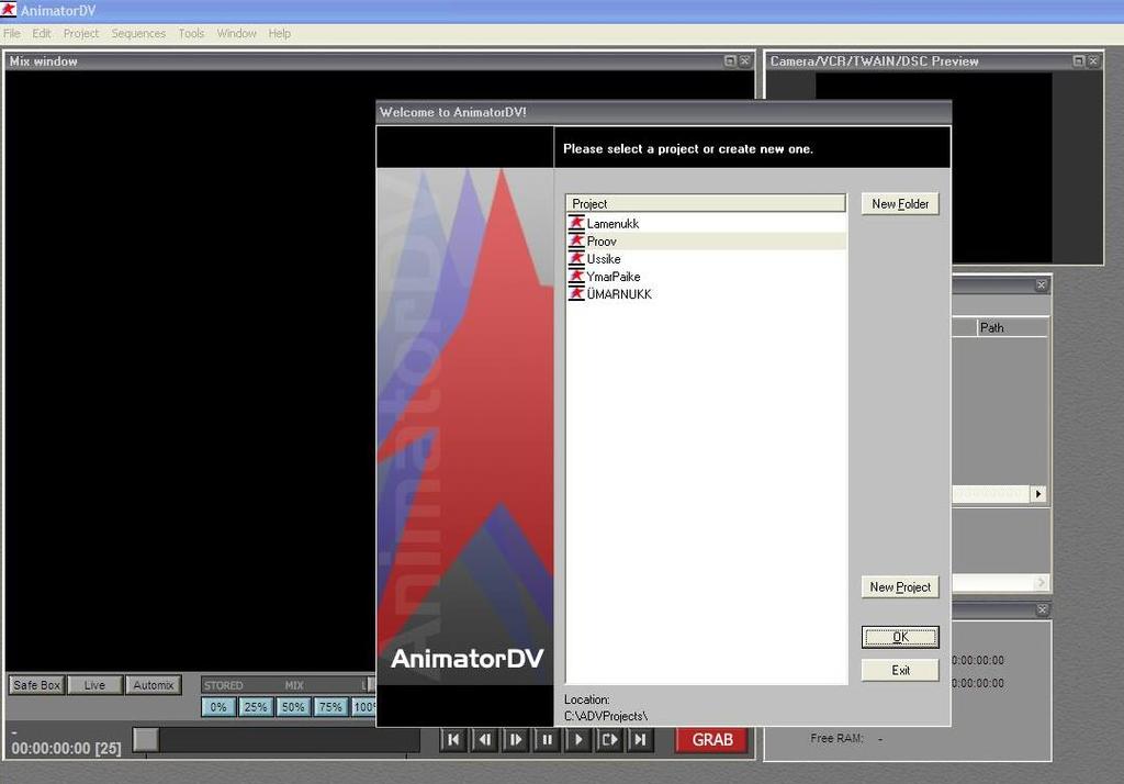 Programmi AnimatorDV Simple+ esmane kasutusjuhend Programm AnimatorDV Simple+ on mõeldud animatsioonide loomiseks.