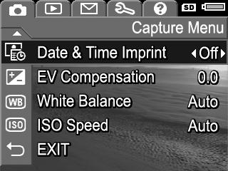 Võttemenüü kasutamine Capture Menu (Võttemenüü) võimaldab teil kohandada erinevaid kaamerasätteid, mis mõjutavad teie kaamera poolt jäädvustatud piltide ja videoklippide omadusi. 1.