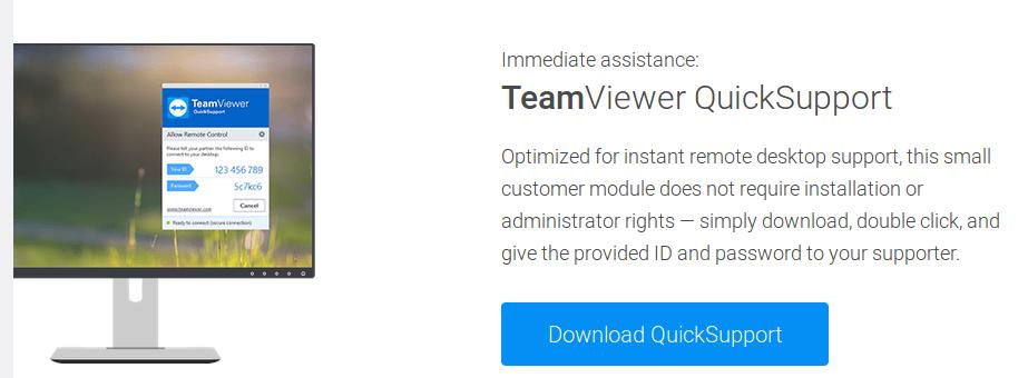 Kaughaldus paigaldamise ajal Kõige lihtsam on kasutada TeamViewer QuickSupport
