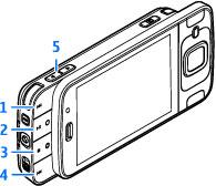 Suure eraldusvõimega kaamera (kuni 5 MP) pildistamiseks ja videosalvestuseks 6 Välklamp ja video valgustus 7 Mälukaardipesa ühilduva microsd-mälukaardi