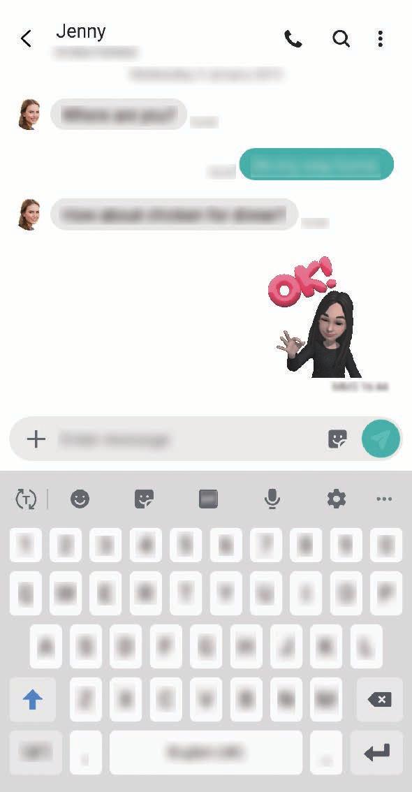 Rakendused ja funktsioonid Minu Emoji kleebiste kasutamine vestlustes Minu Emoji kleebiseid saate kasutada sõnumivestlustes ja sotsiaalvõrgustikes.