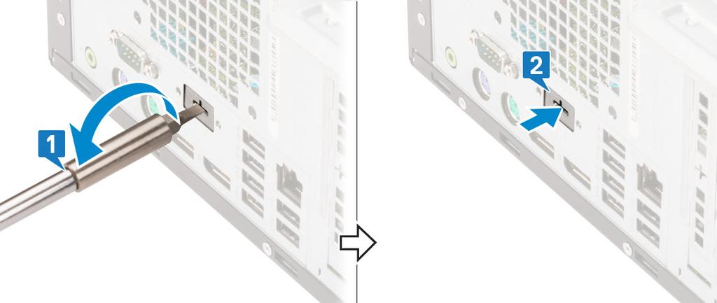 2 Sisestage VGA komplekt arvuti pessa [1] ja ühendage